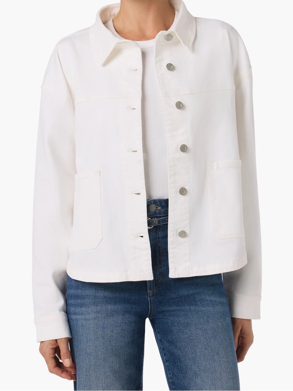 Joe's Jeans White Button-Front Denim Jacket